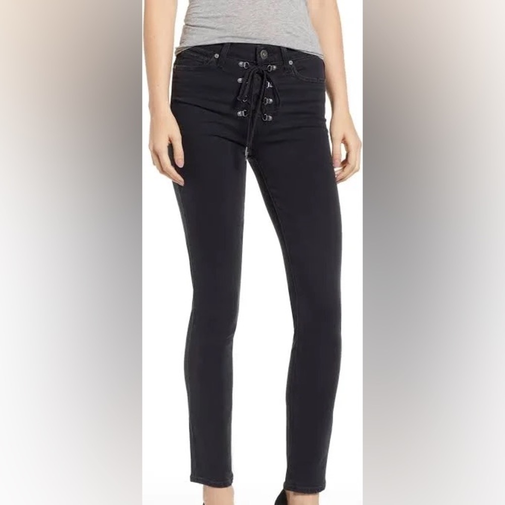 Paige black lace up jeans